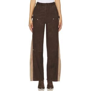 Deadwood Deetz Leather Pants Wide Leg Western Statement Y2K Utility Suede Sz 2